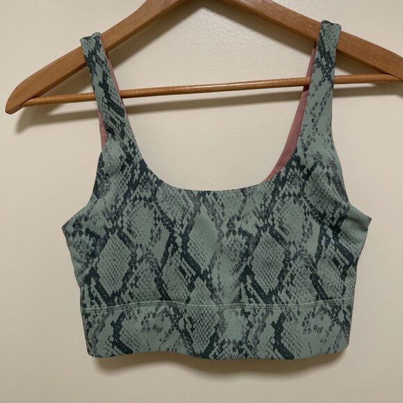 Fabletics Womens S/M Harlyn Midi Medium Impact Sports Bra Snake/pink Canyon - Picture 1 of 8